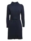 Charlott Long Wool Knit Coat Blue