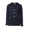 Charlott Blue Cotton V-neck Jacket