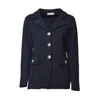 Charlott Blue Cotton V-neck Jacket
