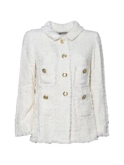 Charlott Button Frayed Jacket In White