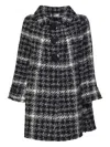 Charlott Houndstooth Pattern Jacket With Structured Collar And Flared Sleeves In Black