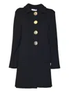 Charlott Tailored Blue Coat With Structured Collar And Distinctive Button Detail In Black