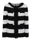 Charlott Textured Black Jacket With Striped Pattern In Multi