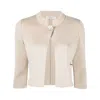 Charlott Single-button Three Quarter Sleeves Cardigan In Beige