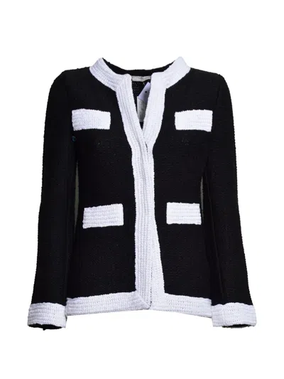 Charlott Contrast-trim Bouclé Jacket In Black