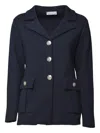 Charlott Blue Cotton V-neck Jacket