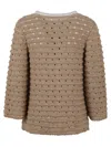 Charlott Cotton Jacket With Perforated Knit In Green