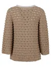 Charlott Textured Knit Jacket With Round Neckline In Multi