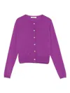 Charlott Cropped Wool Cardigan With Button-down Front In Purple