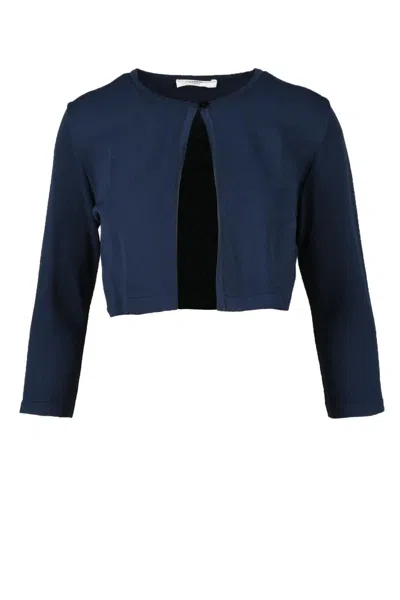 Charlott Cropped Cardigan With Round Neckline In Blue