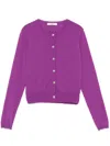 Charlott Cropped Wool Cardigan With Button-down Front In Purple