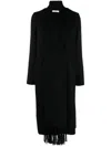 Charlott Double-breasted Knitted Wool Coat In Black