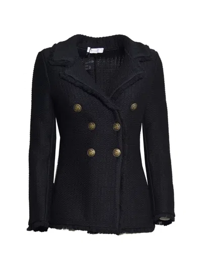 Charlott Double-breasted Frayed Jacket In Blue