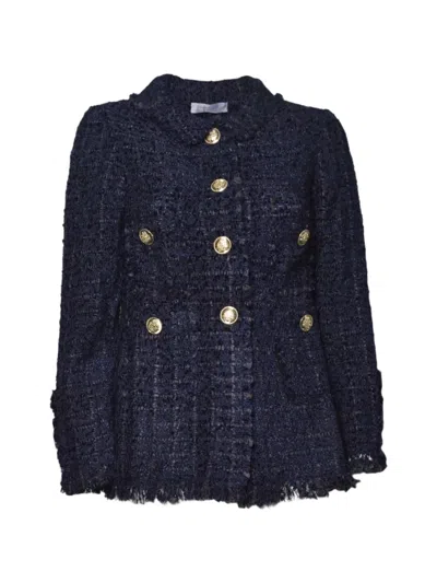 Charlott Frayed Button Jacket In Blue