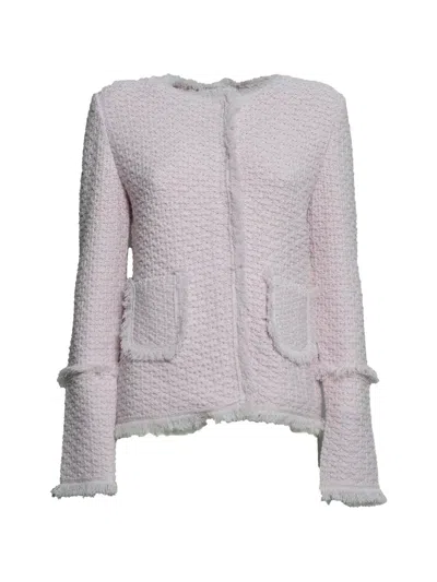 Charlott Fringed Bouclé Jacket In Gray