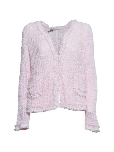 Charlott Fringed-trim Knit Jacket In Purple