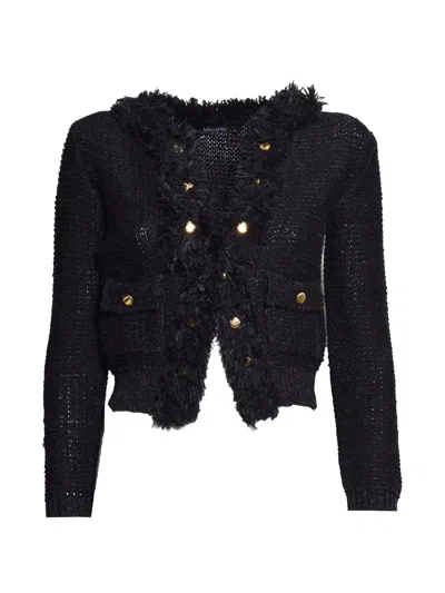 Charlott Fringe-trim Bouclé Jacket In Brown