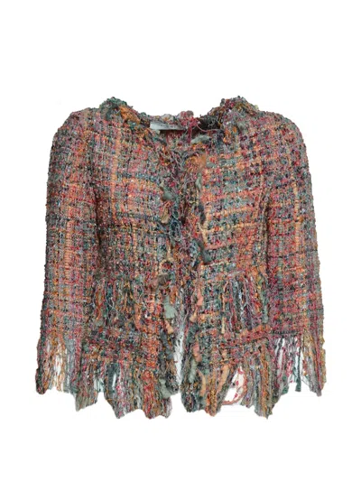 Charlott Fringe-trimmed Bouclé Jacket In Multi