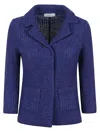 Charlott Textured Blue Jacket With Classic Collar