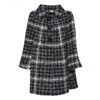 Charlott Houndstooth Pattern Jacket With Structured Collar And Flared Sleeves In Black