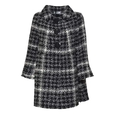 CHARLOTT HOUNDSTOOTH PATTERN JACKET WITH STRUCTURED COLLAR AND FLARED SLEEVES