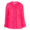 Charlott Round-neck Frayed Tweed Jacket