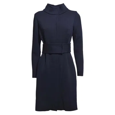 CHARLOTT LONG BLUE WOOL KNIT COAT