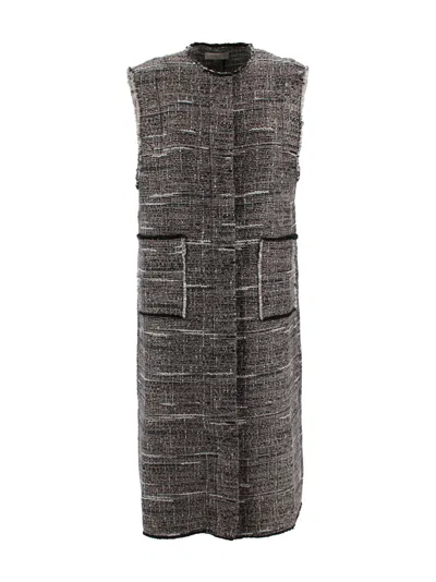 Charlott Long Bouclé Tweed Waistcoat. In Multi