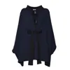 Charlott Navy Blue Cape-style Jacket With Bow Detail In Blue