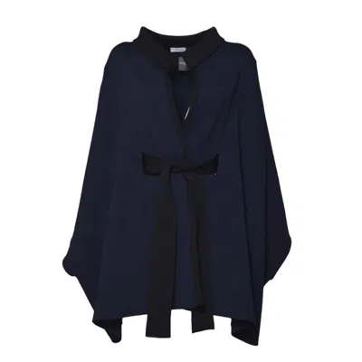 CHARLOTT NAVY BLUE CAPE-STYLE JACKET WITH BOW DETAIL