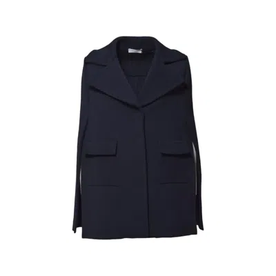 CHARLOTT SHORT CAPE IN BLUE COTTON KNIT