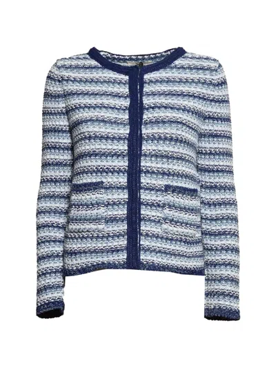 Charlott Striped Textured-knit Jacket In Blue