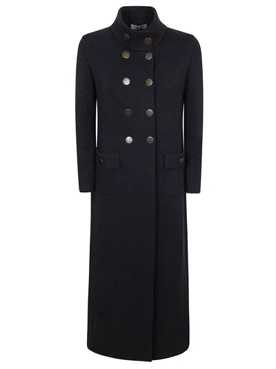 Charlott Structured Double-breasted Wool Coat With Martingale Detail In Black