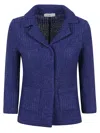 Charlott Fitted Handcrafted Knitted Jacket In Blue