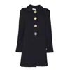 Charlott Tailored Blue Coat With Structured Collar And Distinctive Button Detail In Black