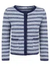 Charlott Textured Blue  Jacket With Round Neckline In Blue