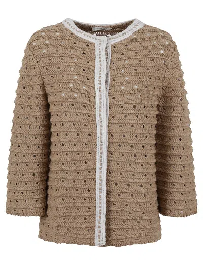 CHARLOTT CHARLOTT TEXTURED KNIT JACKET WITH ROUND NECKLINE
