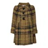 Charlott Textured Plaid Mid-length Jacket With Structured Collar In Brown