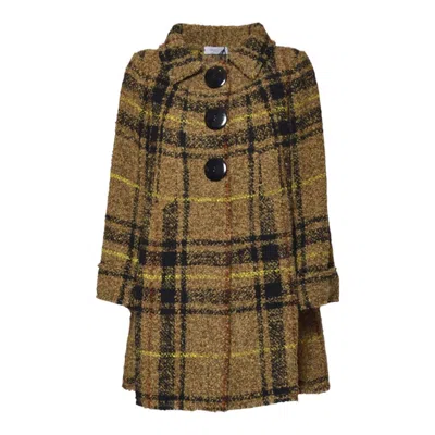 CHARLOTT TEXTURED PLAID MID-LENGTH JACKET WITH STRUCTURED COLLAR