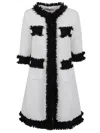 Charlott Textured White Cotton Jacket With Fringe Trim In White