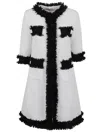 Charlott Textured White Cotton Jacket With Fringe Trim In Multi