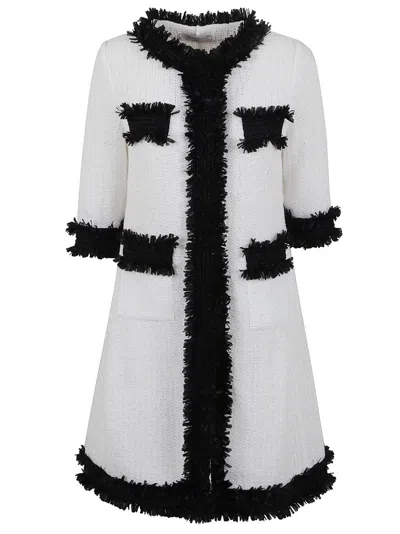CHARLOTT TEXTURED WHITE COTTON JACKET WITH FRINGE TRIM