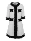 Charlott Textured White Cotton Jacket With Fringe Trim In White
