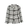 Charlott Fringed Checked-pattern Jacket In White