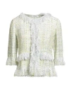 Charlott Woman Blazer Light Green Size M Cotton, Viscose