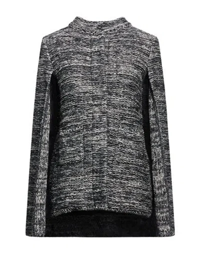Charlott Woman Cape Charcoal Size M Wool, Cotton, Viscose, Linen In Gray