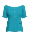 Charlott Woman Cardigan Azure Size M Cotton In Blue