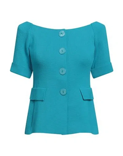 Charlott Woman Cardigan Azure Size M Cotton In Blue