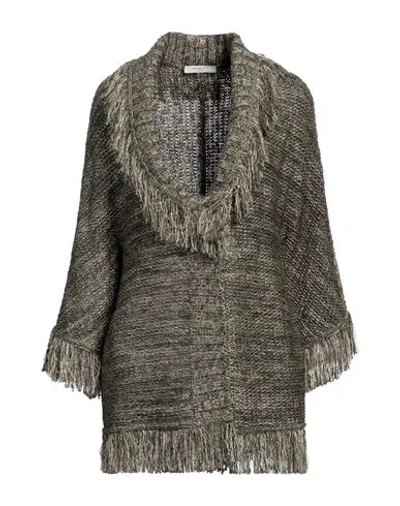 Charlott Woman Cardigan Military Green Size L Cotton, Viscose, Linen