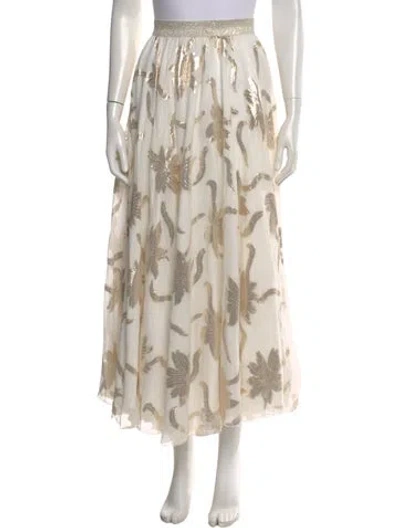 Pre-owned Charlotta Gandolfo Floral Print Long Skirt In Neutral
